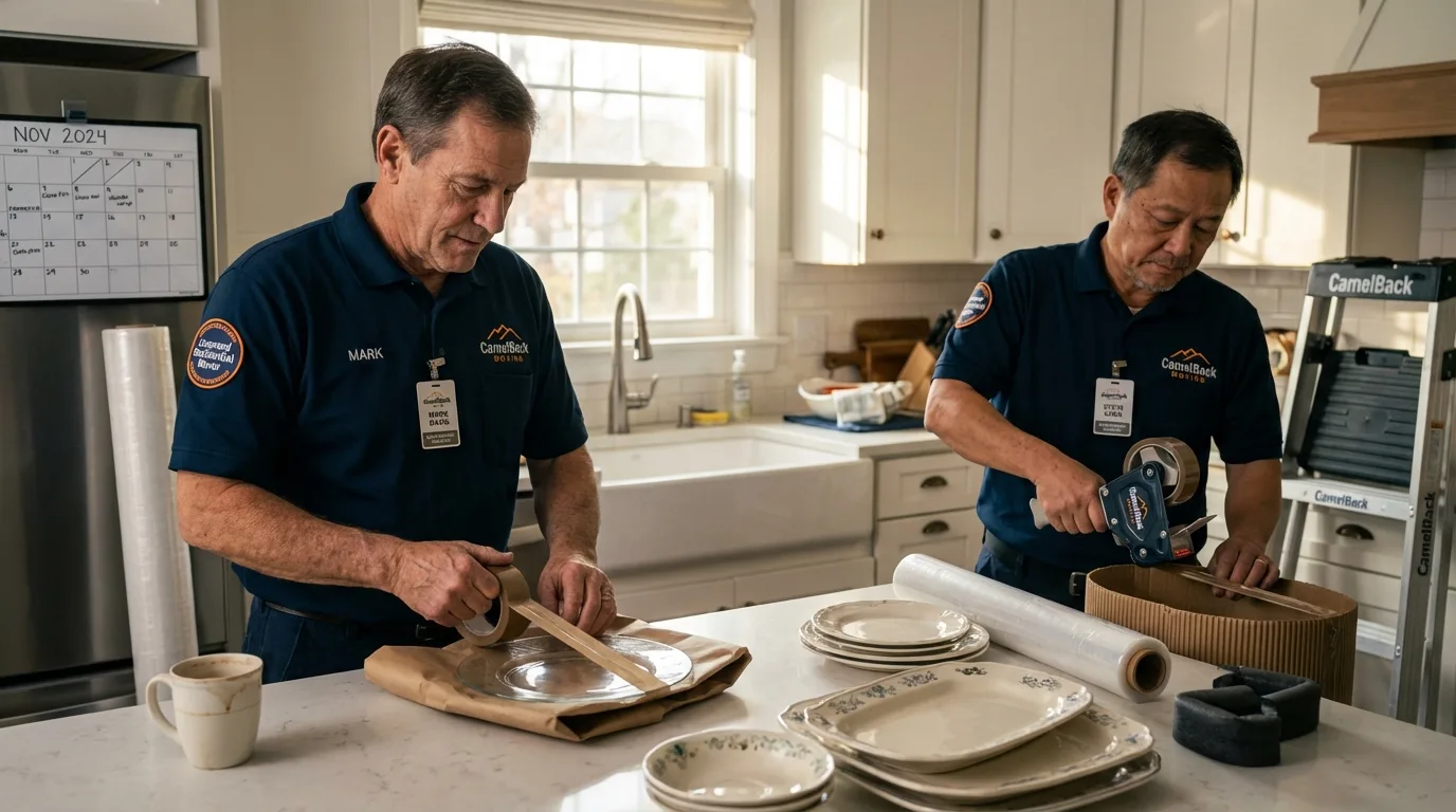 Professional crew packing kitchen dishware in Cortez, CO